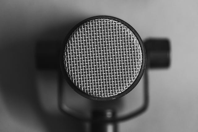 A close-up shot of a microphone. 