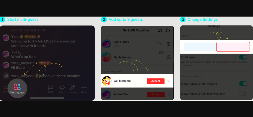 High Social’s screenshot shows how to invite TikTok users as guests to a LIVE.