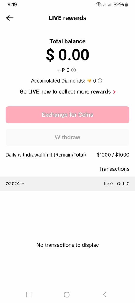 High Social’s screenshot shows how to exchange LIVE rewards for Coins. 
