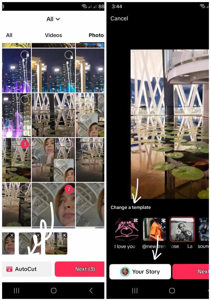 High Social’s screenshots show how to edit images for a multiple-image post on TikTok. 
