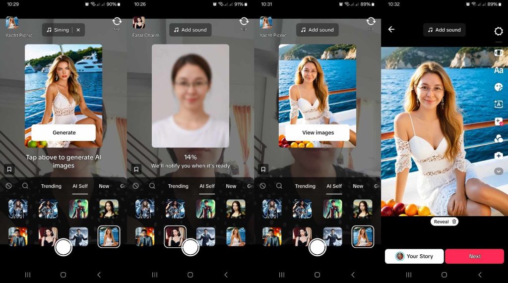 High Social’s screenshots show how to use TikTok’s AI Self filter.