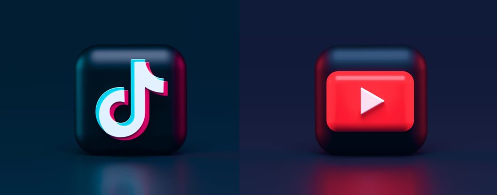 High Social’s screenshots of the TikTok and YouTube logos featured on black cubes. 
