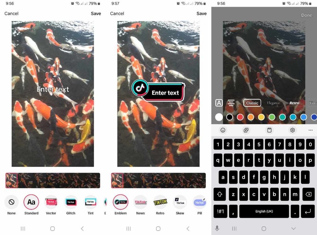 High Social’s screenshots show how to add text to a video’s cover image on TikTok. 
