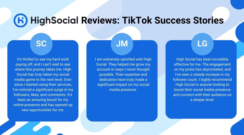 High Social's graphic shows three positive user reviews.
