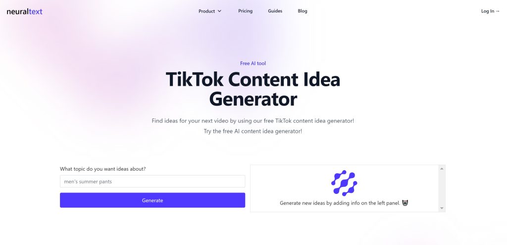 High Social’s screenshot of the NeuralText content idea generation page.
