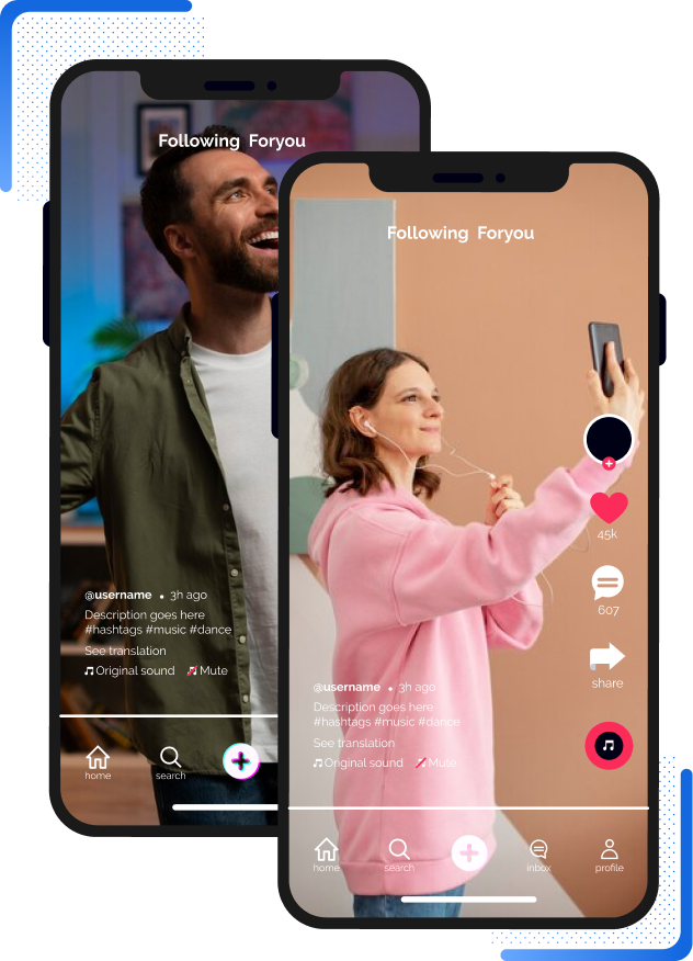 High Social's graphic including two smartphones showing two different TikTok influencer videos.