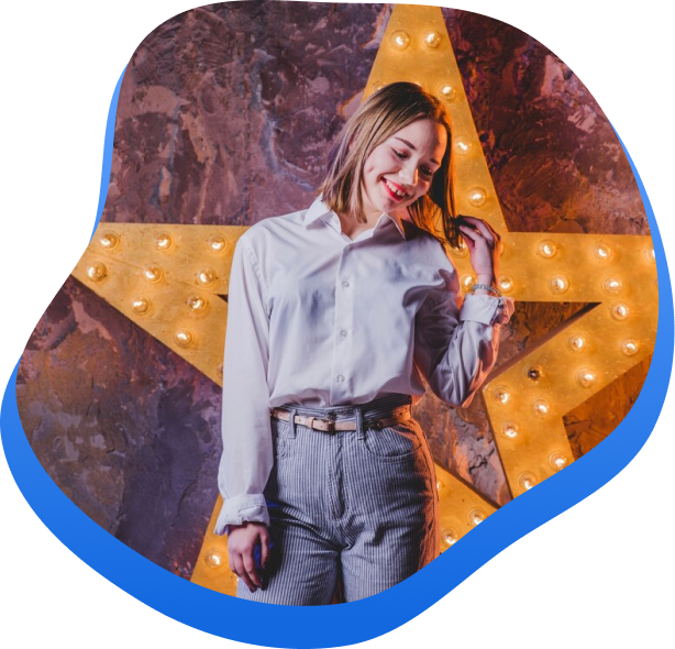 High Social's graphic showing a model posing in front of a lit-up star background.