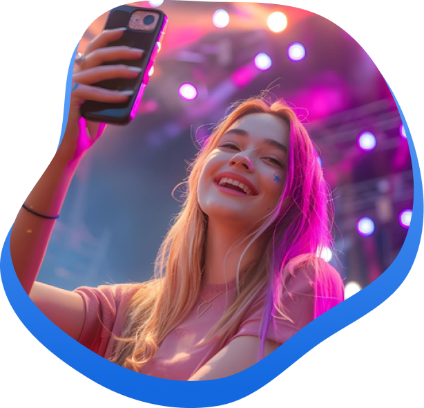 High Social's graphic with a TikTok user recording a video with her smartphone while at a live show.