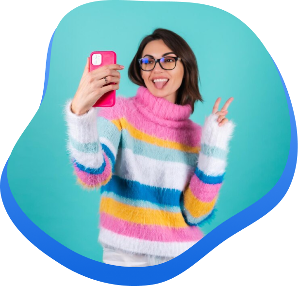 High Social's graphic of a TikTok influencer posing with a peace-sign and greeting her followers on a live video.