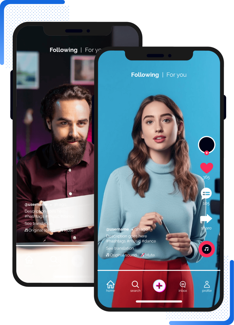 High Social's graphic showing two smartphones with example TikTok videos.